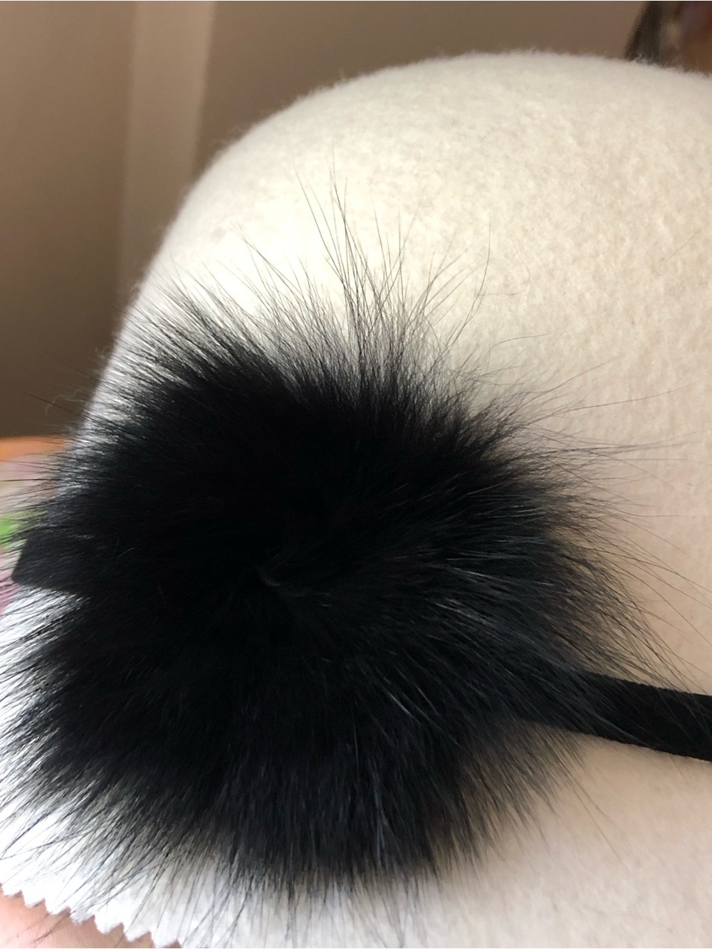 🍦Vintage Bucket Hat Cloche Galliano Sorbatti Made in Italy Real Fur Pom - Picture 4 of 13